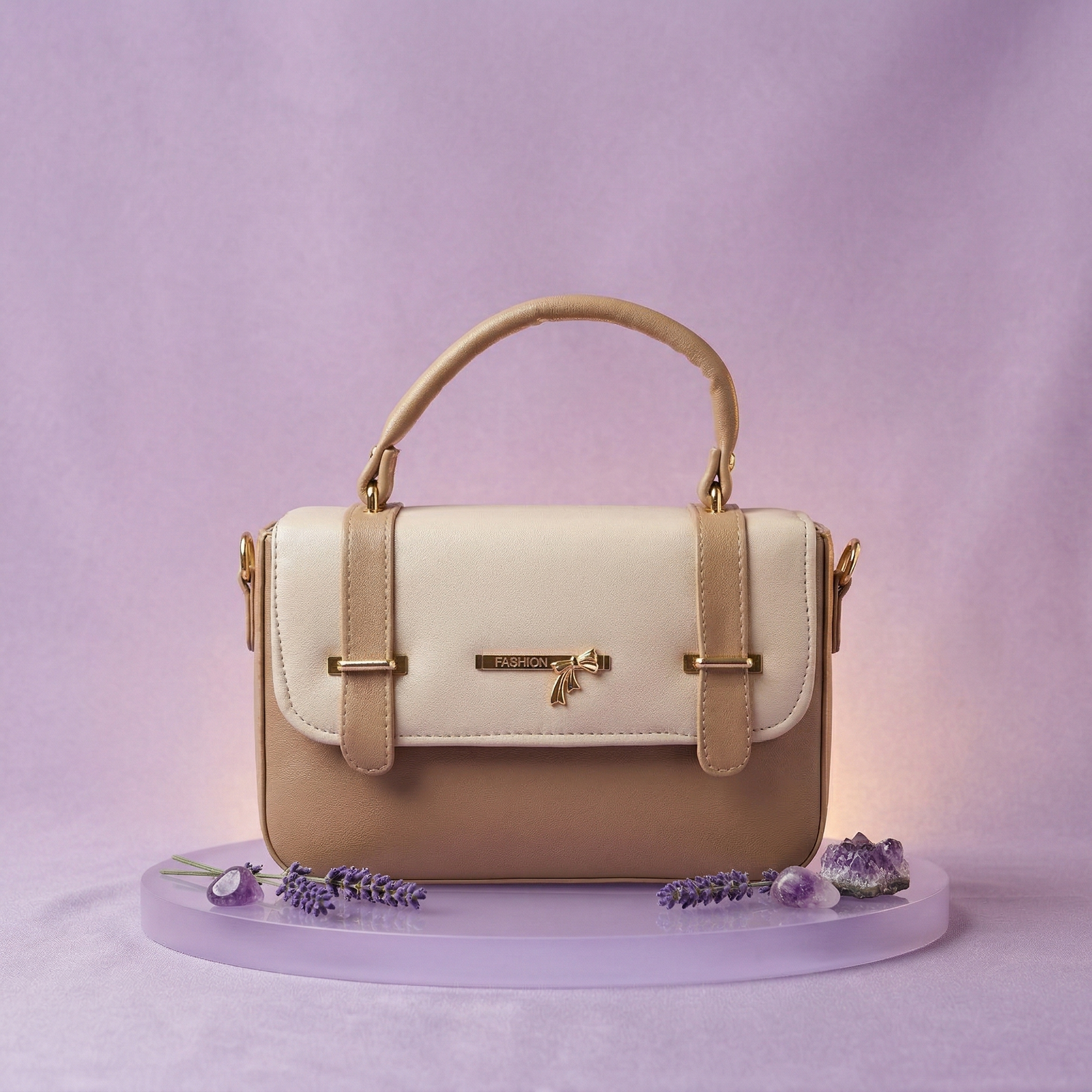 Elegant Fawn Box Handbag with Top Handle – Luxury Structured Mini Satchel for Women