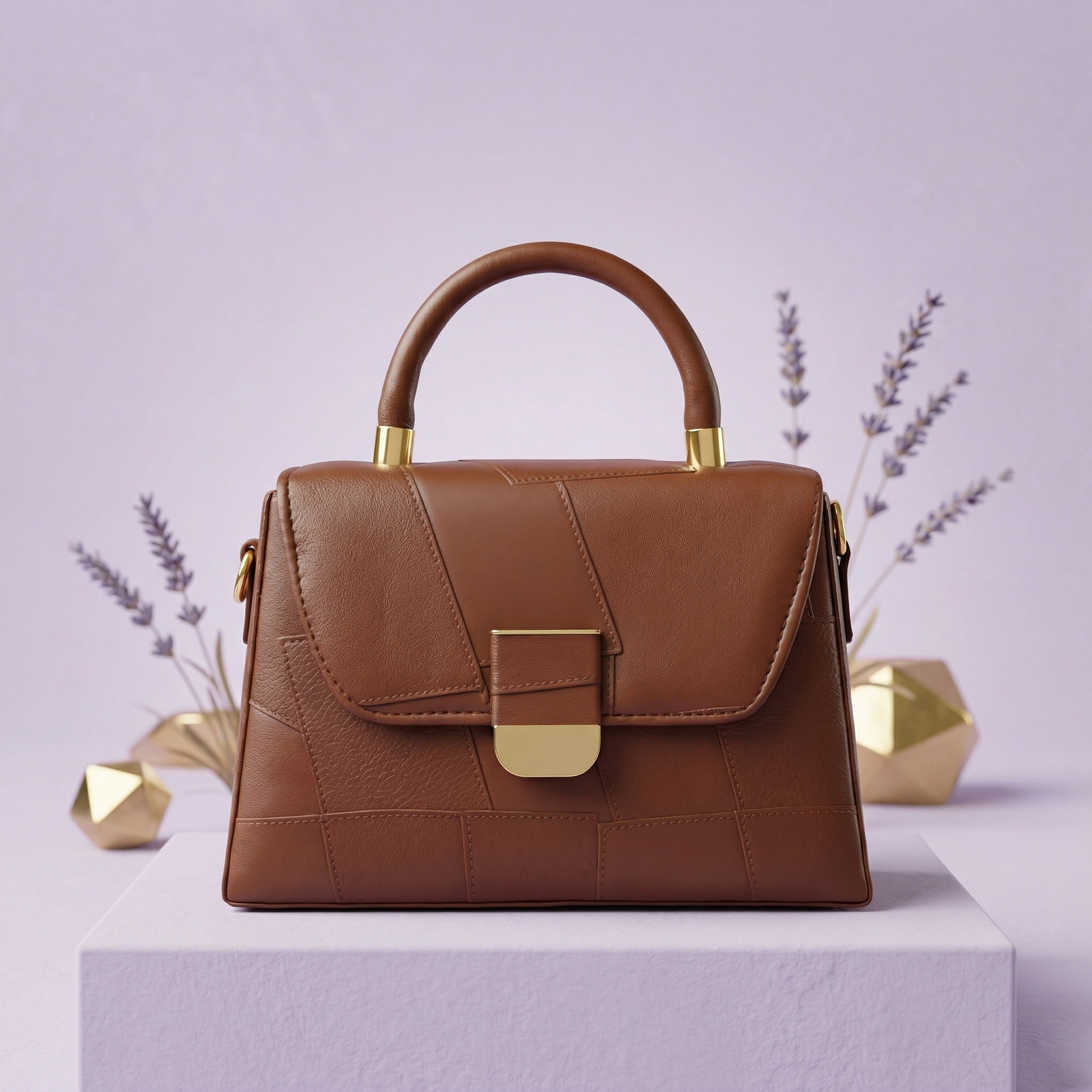 Elegant Brown Top Handle Handbag – Classic Structured Purse for Women (Brown)