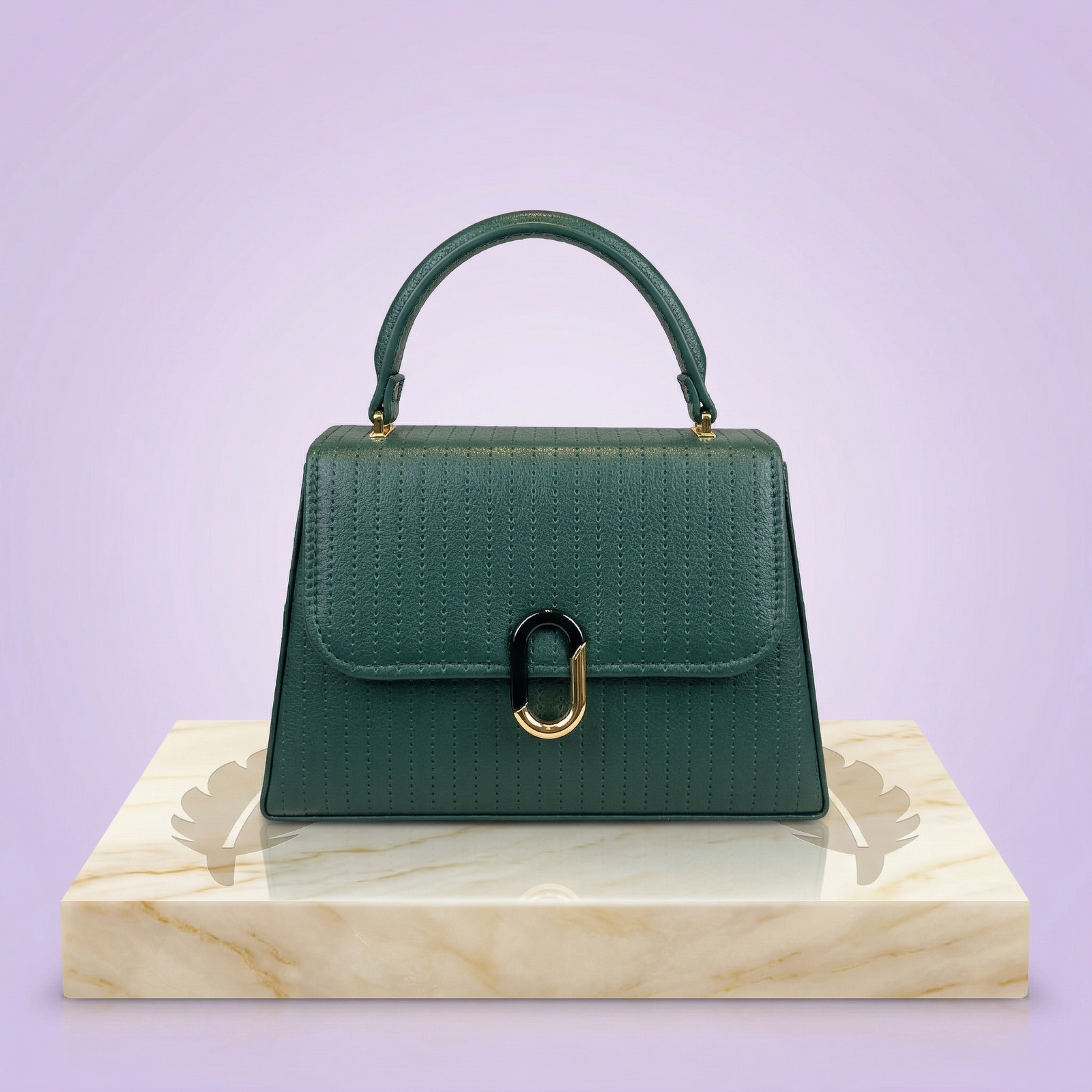 Emerald Green Premium Handbag – Elegant Structured Top Handle Bag