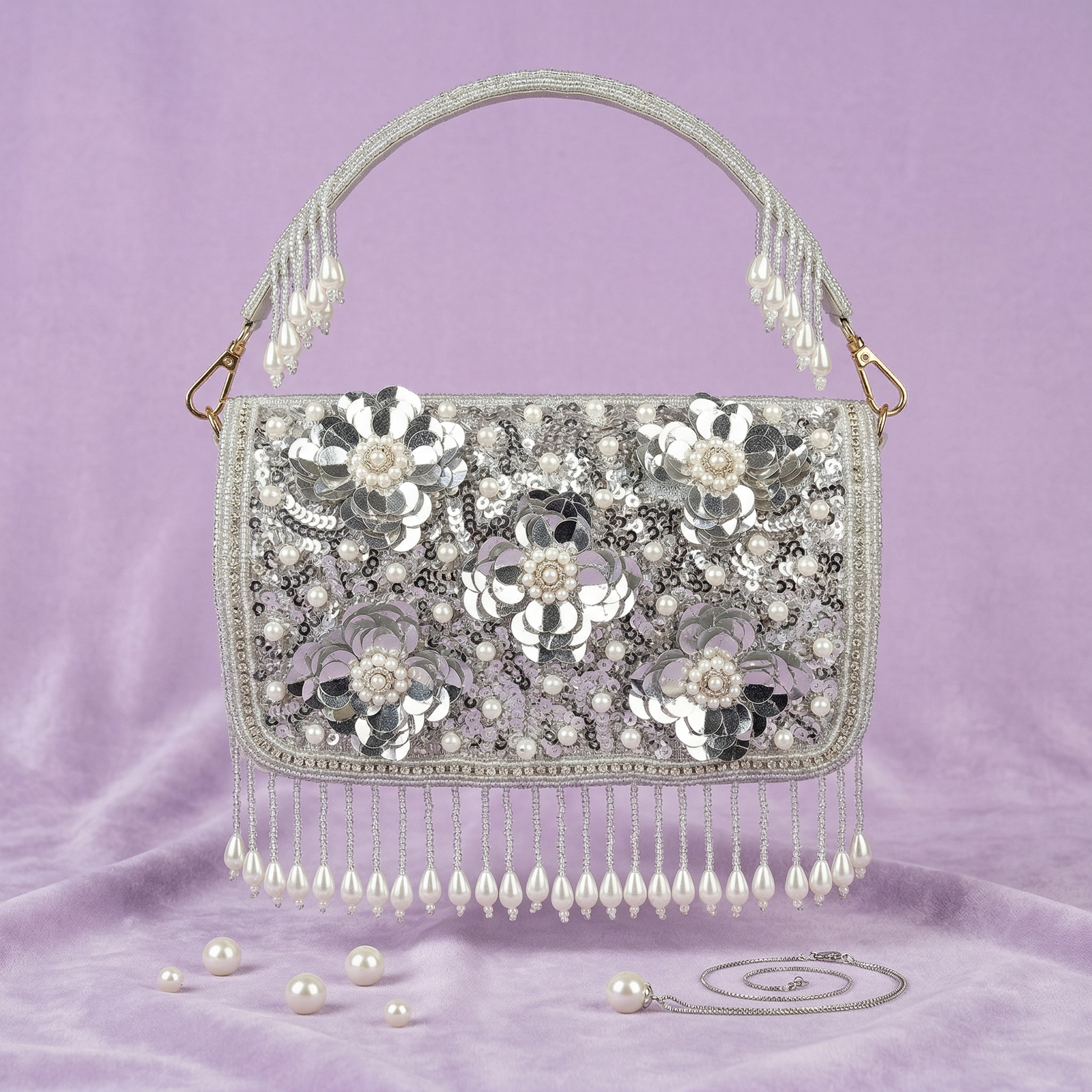 Grey Tassel Handbag – Stylish Fringe Shoulder Bag for Women