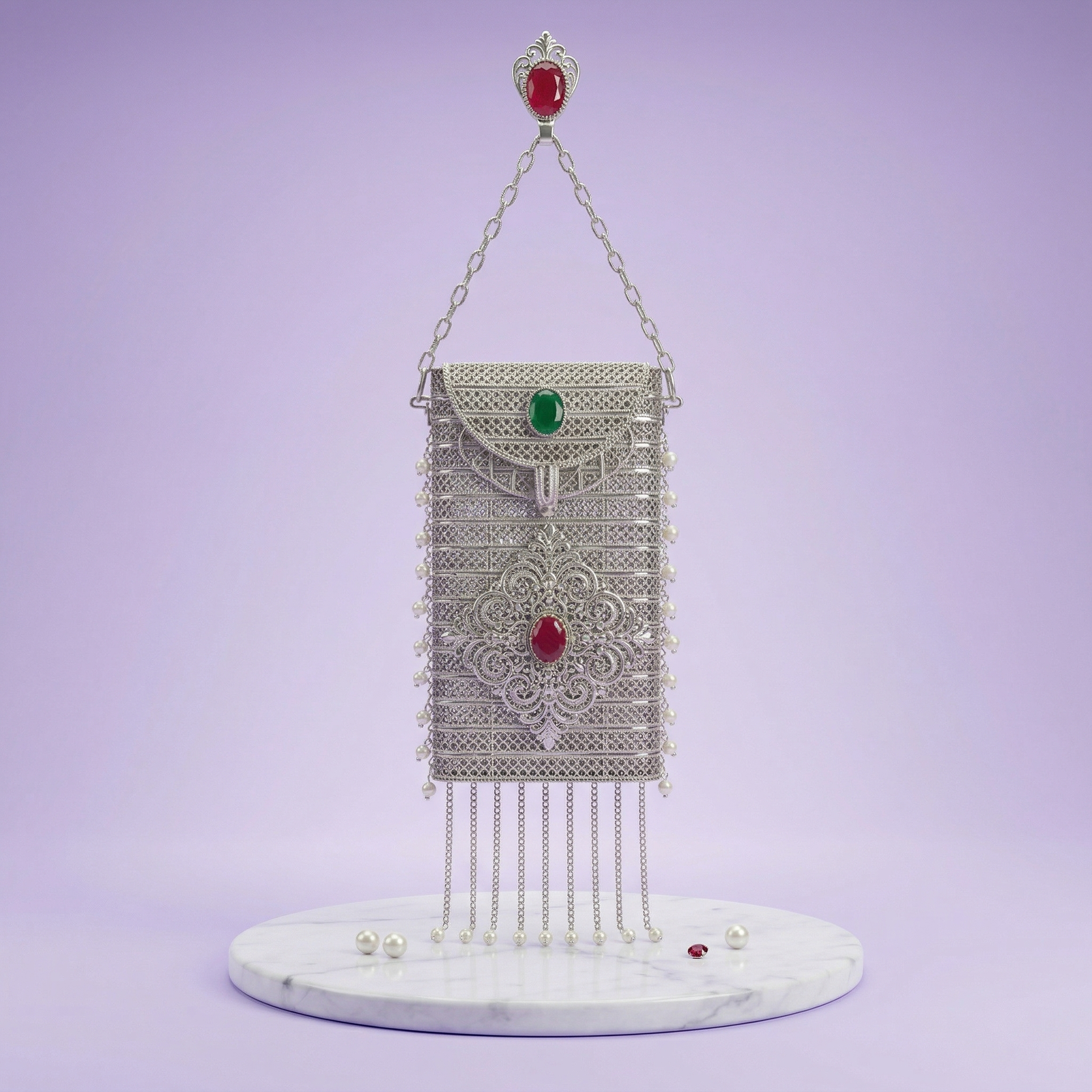 Ghungroo Mobile Purse for Women | Ethnic Potli Sling Bag with Chain & Pearl Tassels | Wedding & Party Clutch
